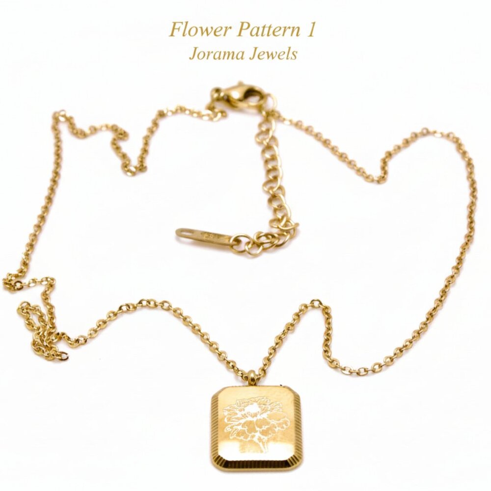 11 Vintage Engrave Square Flower Pendant Necklaces | Patterson Jewelry